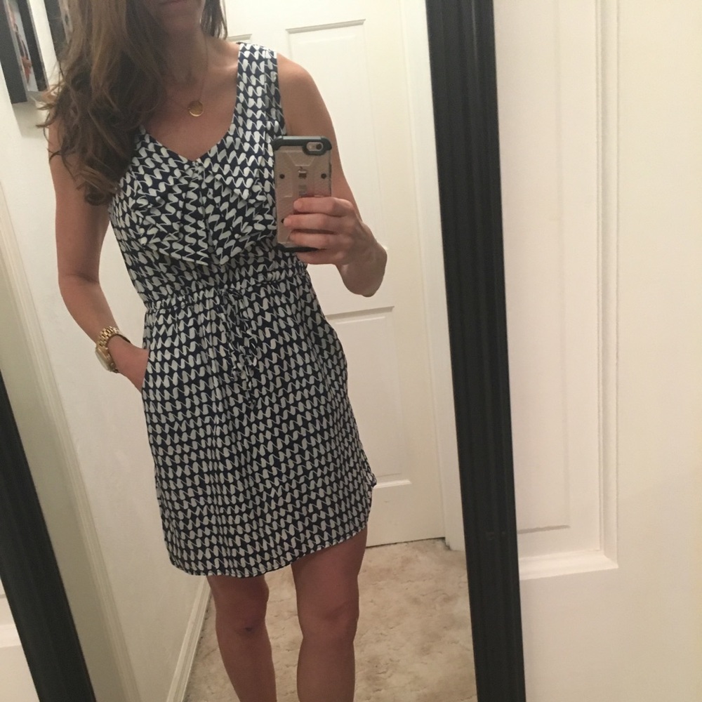BeBop navy blue & white print dress size medium